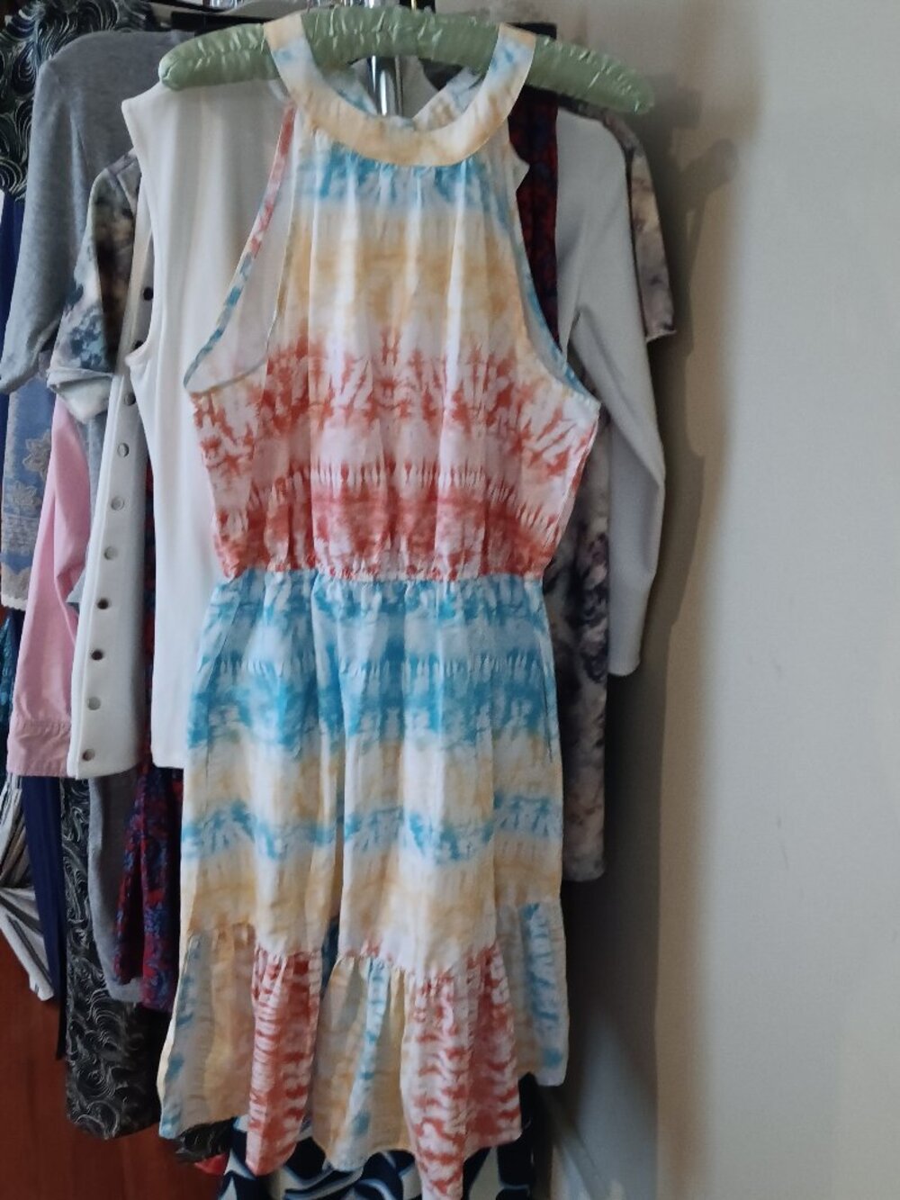 NWT Poplin Cotton Turquoise Yellow Red White Sleeveless Dress Size 4 POCKETS